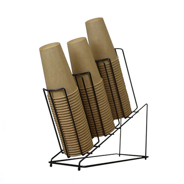 Cup Rack, 3 Section, Black Wire, Slant