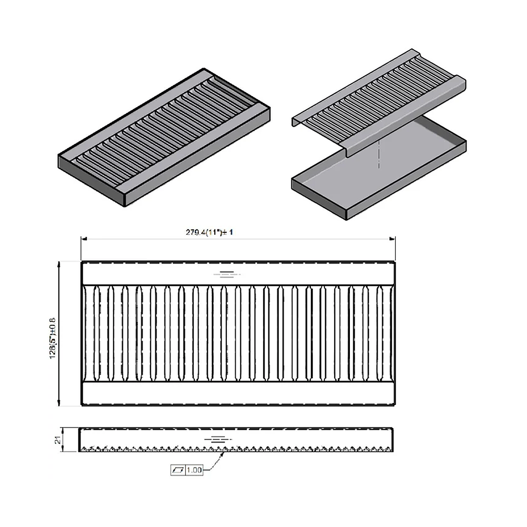 Drip Tray, Stainless Steel, 5″x11″, Removeable Grate