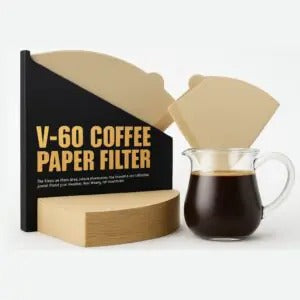 Premium V-60 Coffee Paper Filters, Imported Raw Pulp, Unbleached, Hand Washed,100 Count Pack, Cone Dispenser