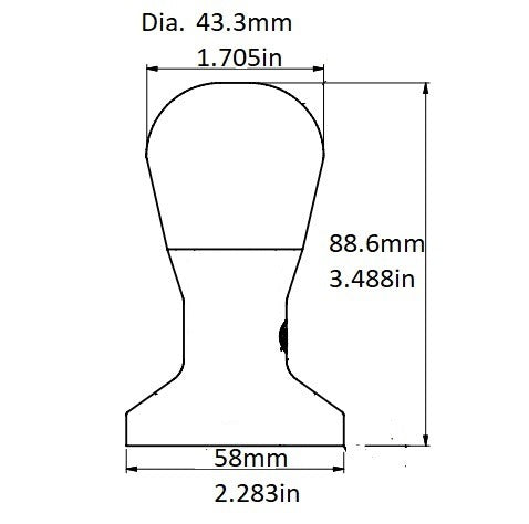 58mm Round Tamper, Stainless Steel, 3.5″ Tall, Flat Bottom, 21320-58