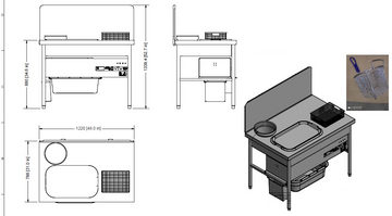 Quality Industries 48″ x 31″ Table with QI Sifter, Bullet Feet, 220V RH