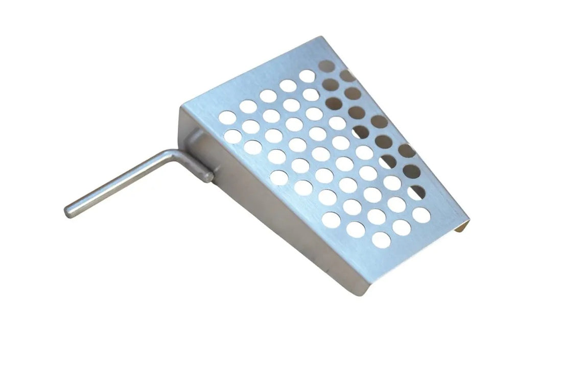 Popcorn Scoop, with Holes, Stainless Steel, Right Hand